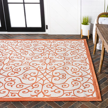Madrid Vintage Filigree Textured Weave Indoor/outdoor Area Rug